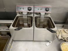 2 x Stainless Steel Electric Counter-Top Single Basket Fryers