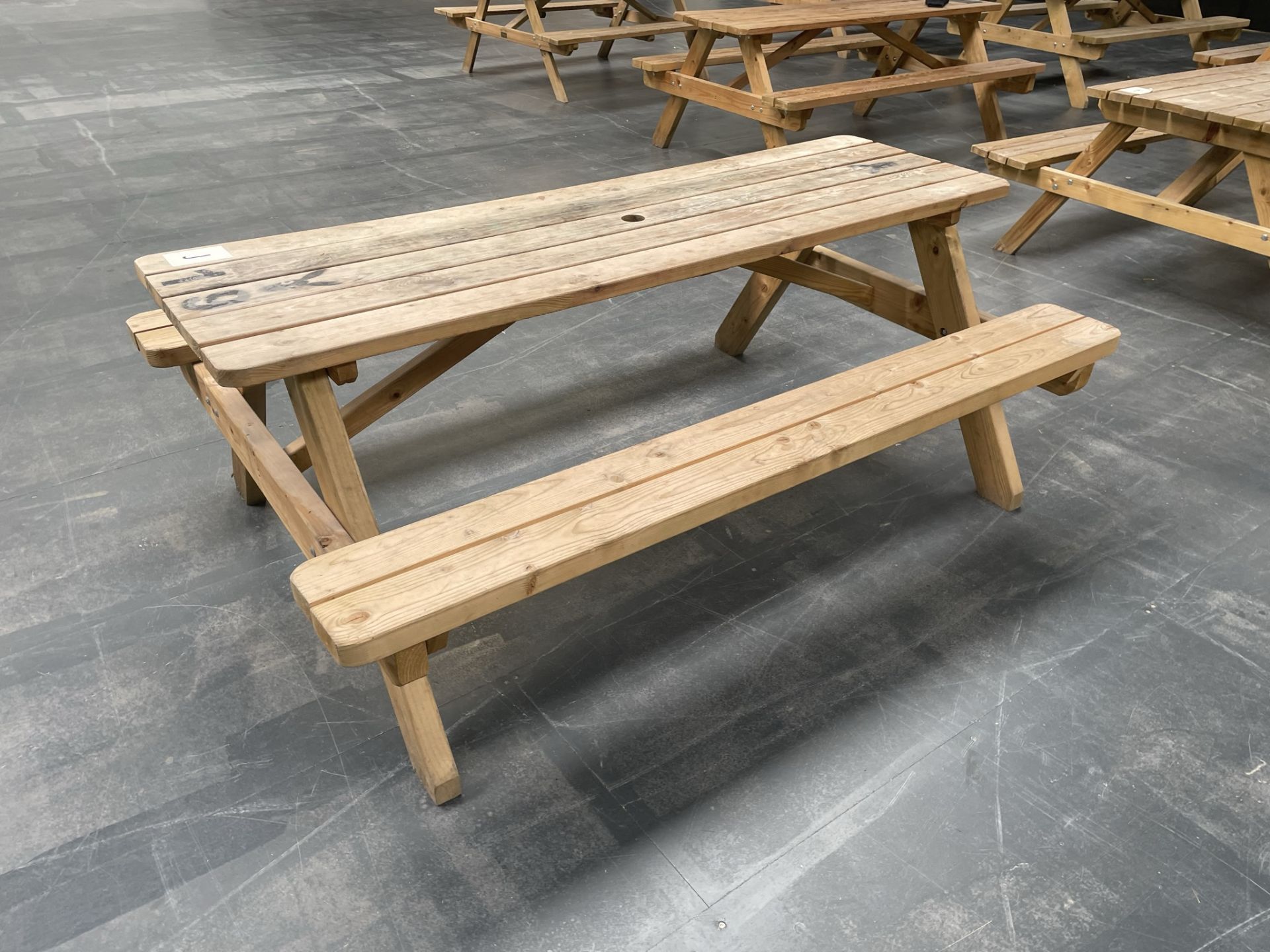 8 x Wooden Outdoor Picnic Benches - Image 2 of 2
