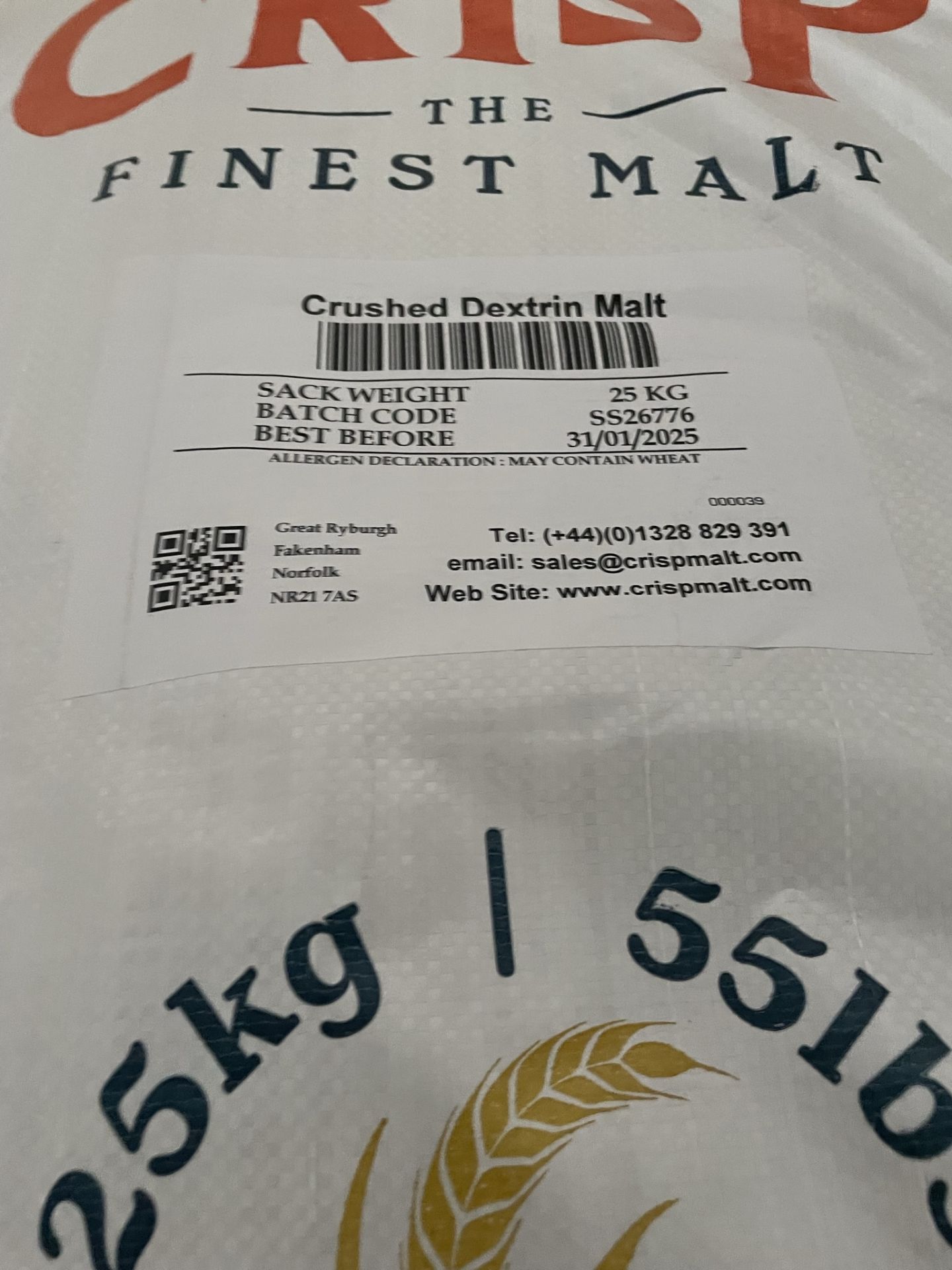 25 x 25kg Bags of Crisp 'The Finest Malt' Crushed Vienna/Dextrin Malt | Best Before: 31/01/2025 - Image 2 of 8