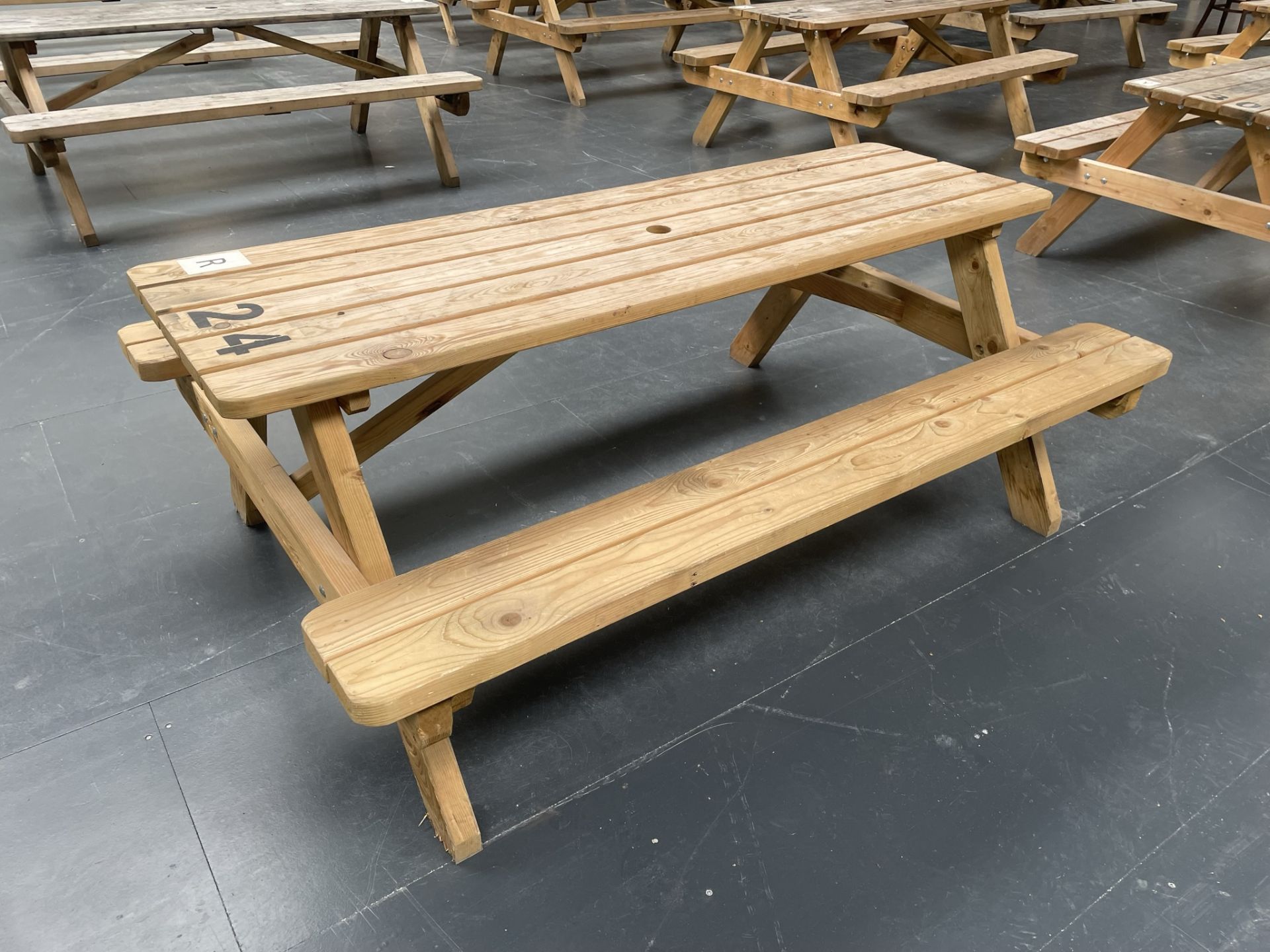 8 x Wooden Outdoor Picnic Benches - Image 2 of 2