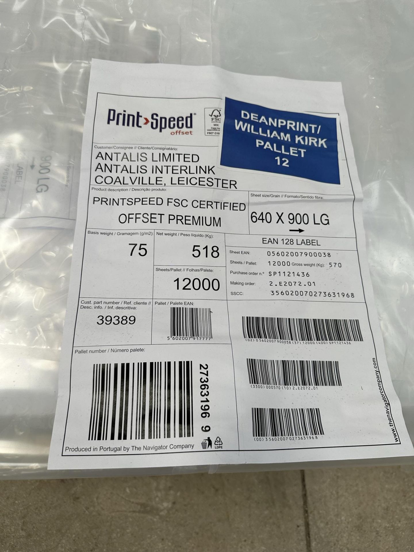 Part Pallet of Printspeed FSC Certified Offset Premium | 75gm2 | 640 x 900 LG - Image 2 of 3