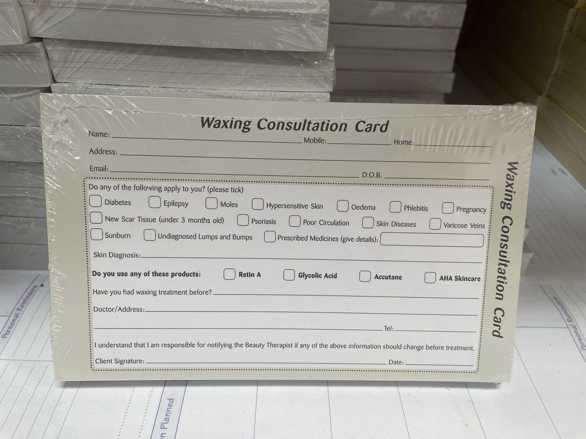 Approximately 1,600 x Various Packs of Beauty Therapy Client Record & Appointment Cards - Image 8 of 12