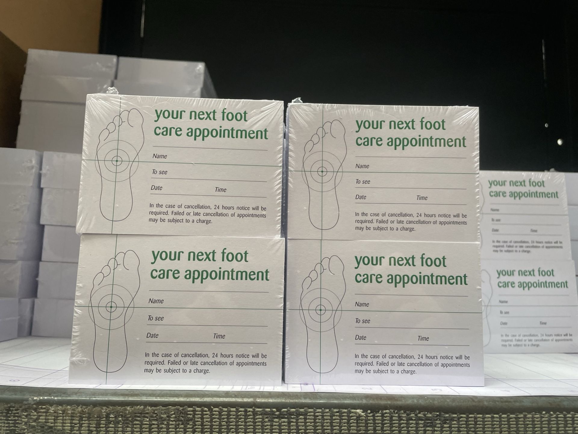 Approximately 800 x Packs of Various Quirepale Chiropody Appointment/Record/Continuation Cards - Image 2 of 10