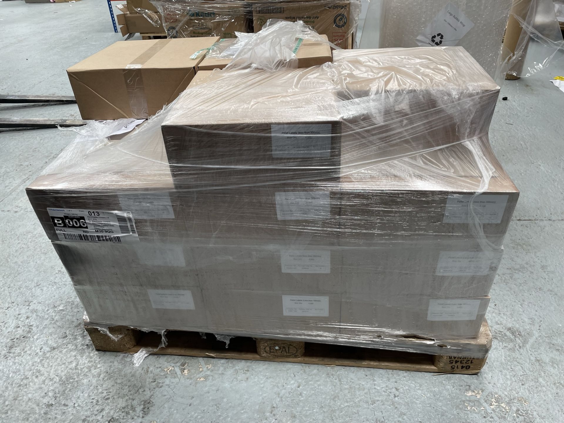 22 x Boxes of Pallet Labels - 4,000 Each Box | Located in Eccles