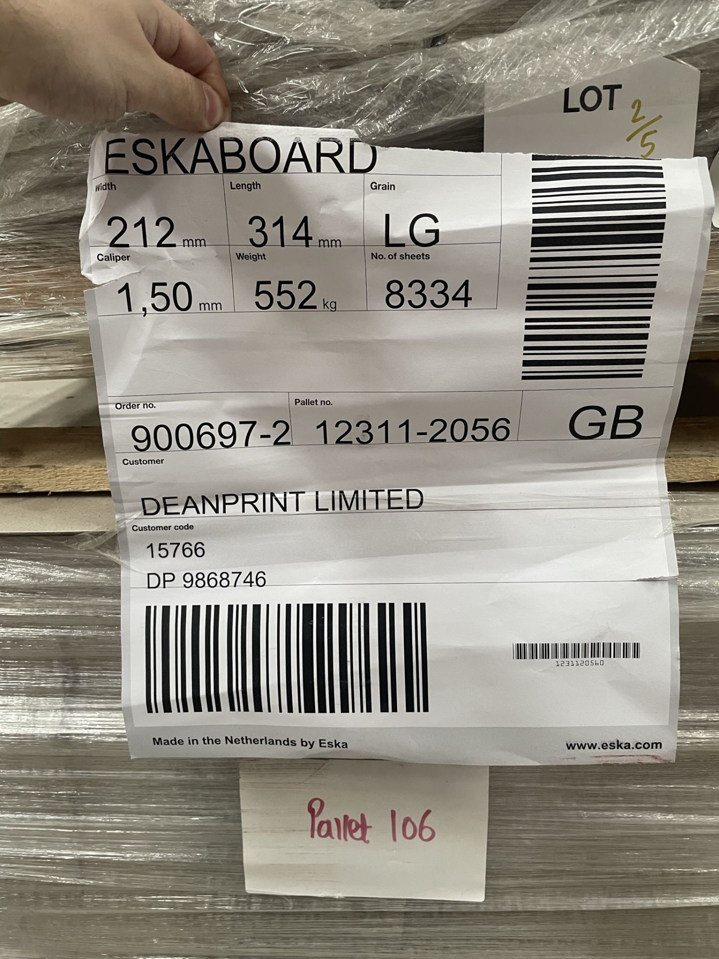 5 x Pallets of 1500 Micron Eskaboard | Approximately 18,600 Sheets | Various Sizes - Image 2 of 7