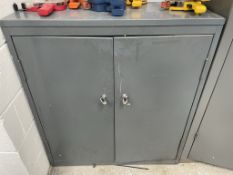 2 x Metal Double Door Storage Cabinets w/ Contents