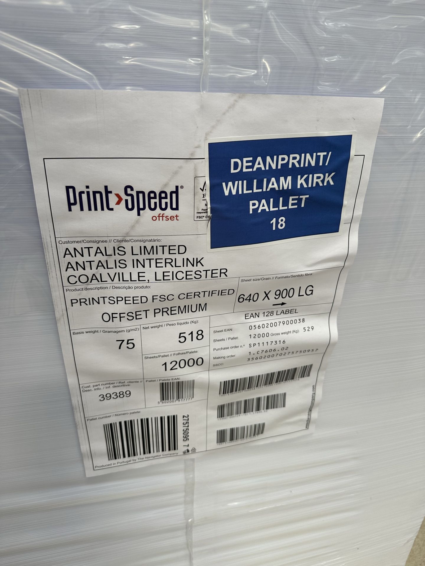 12,000 Sheets of Printspeed FSC Certified Offset Premium | 75gm2 | 640 x 900 LG - Image 2 of 2