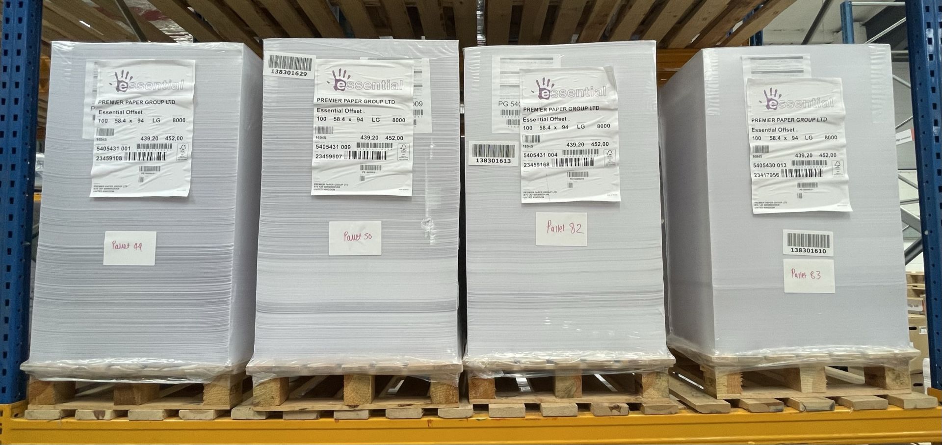 4 x Pallets of Essential Offset 100GSM Paper | 58.4 x 94cm | 8,000 sheets per pallet
