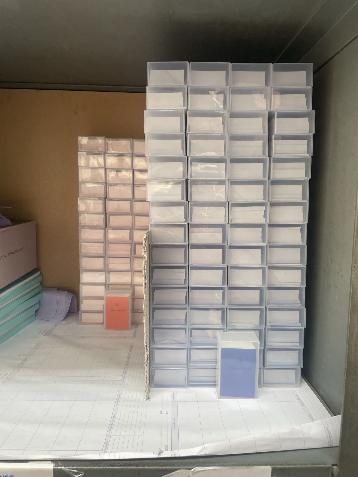 Approximately 270 x Packs of Quirepale Blue & Orange Appointment Cards