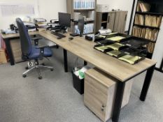 Quantity of Office Furniture - Incl: 4 x Desks, 3 x Pedestals, 2 x Chairs, 3 x Cabinets/Shelving un