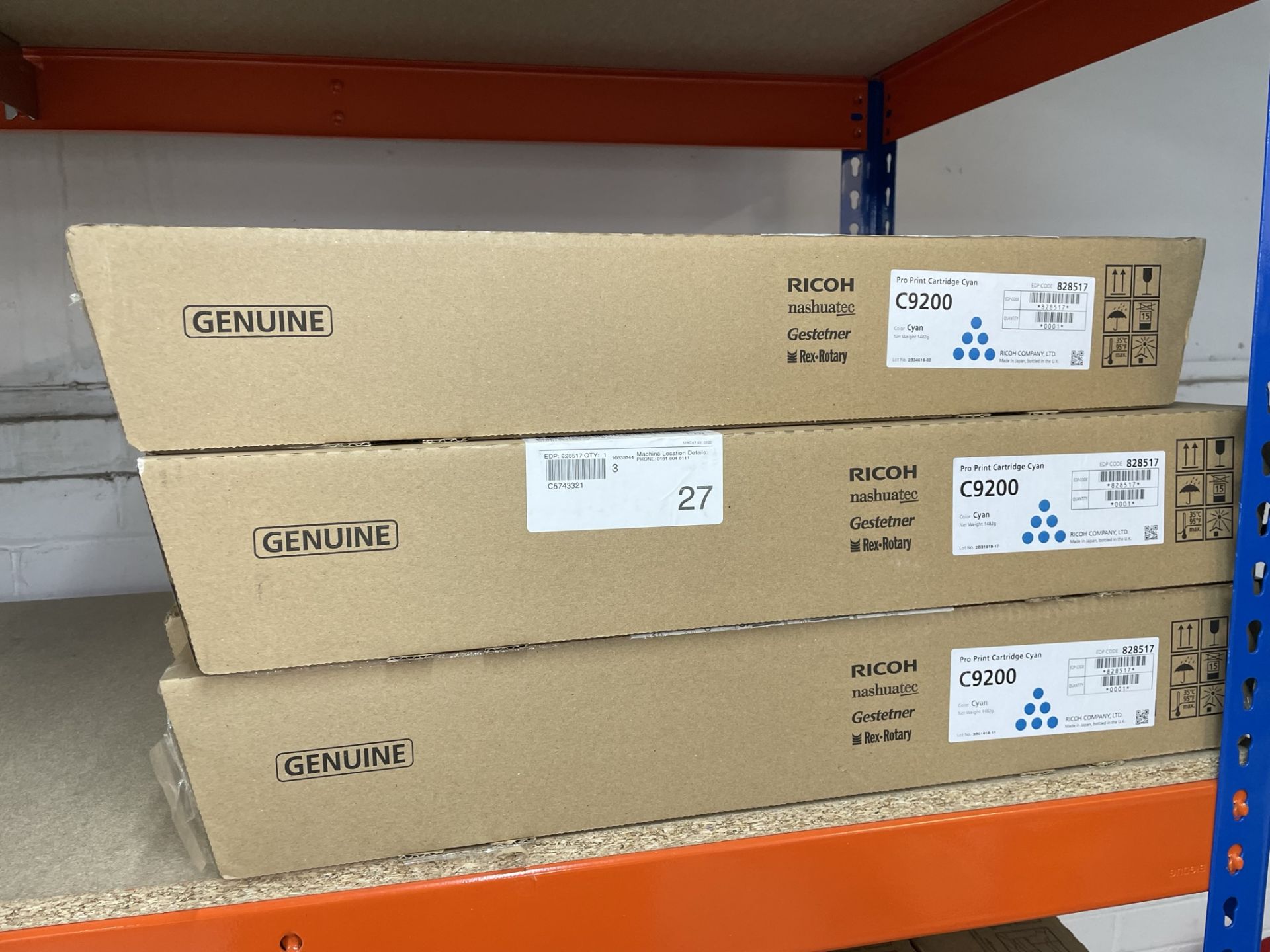 14 x Ricoh 828517 Genuine Toner Cartridges - Cyan - Pro C9200 | Located in Eccles - Bild 2 aus 2