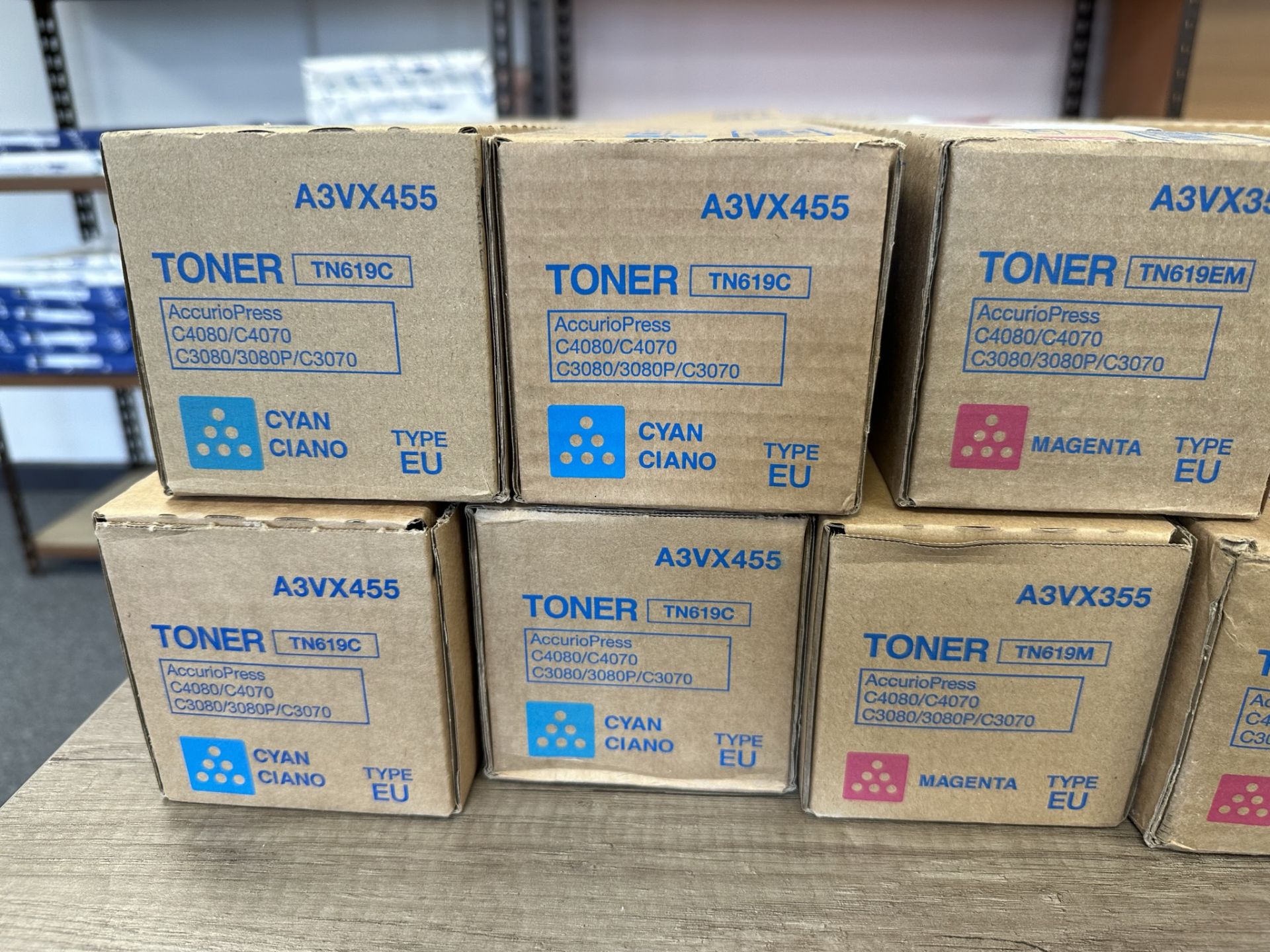 11 x Konica Minolta A3VX255/355/455 Toner Cartridges |Yellow, Magenta & Cyan - Image 2 of 5