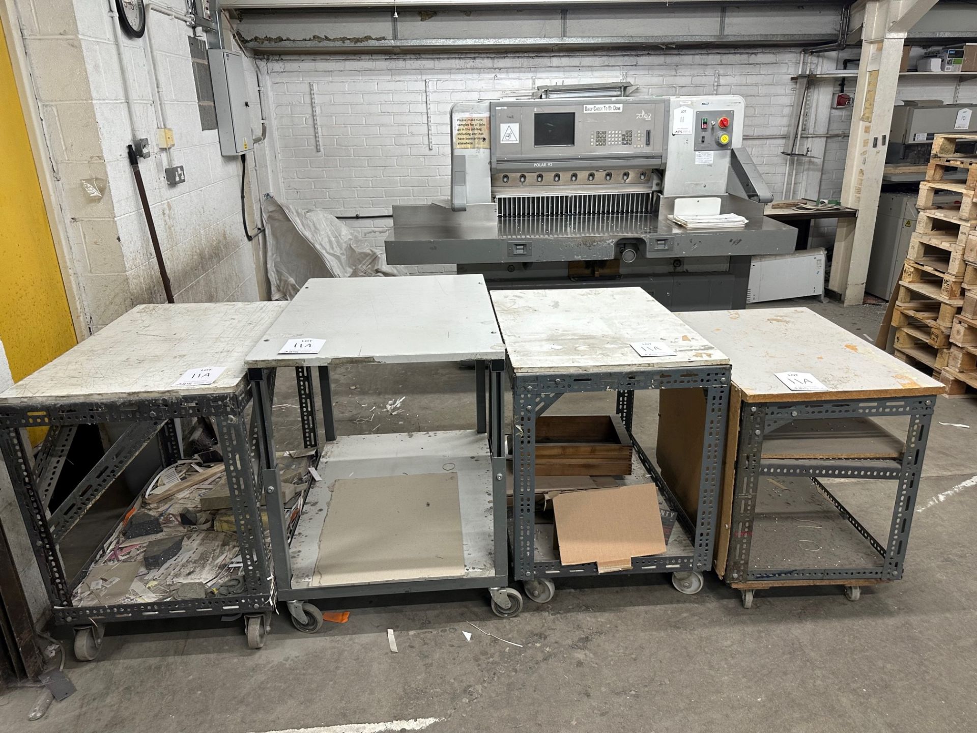 4 x Mobile Tables w/Undershelf