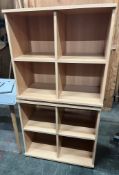 2 x Unbranded Wooden Slotted Shelving Units