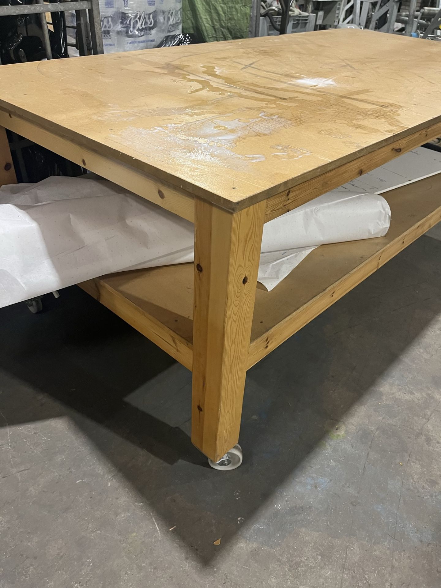 2 x Large Wooden Mobile Tables - Bild 3 aus 8