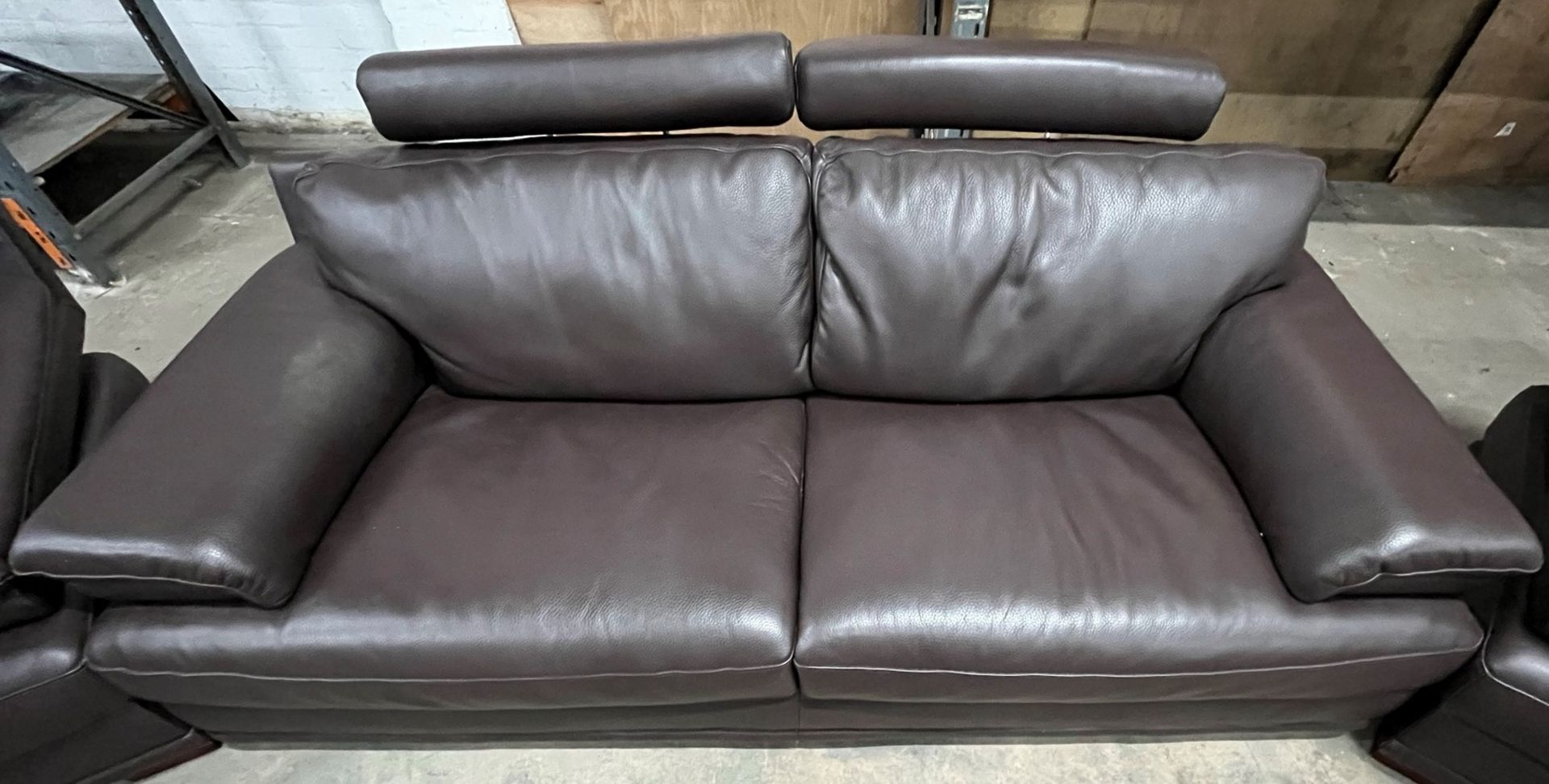 Leather 2 Seater Sofa W/ 2 x Leather Arm Chairs - Image 3 of 12