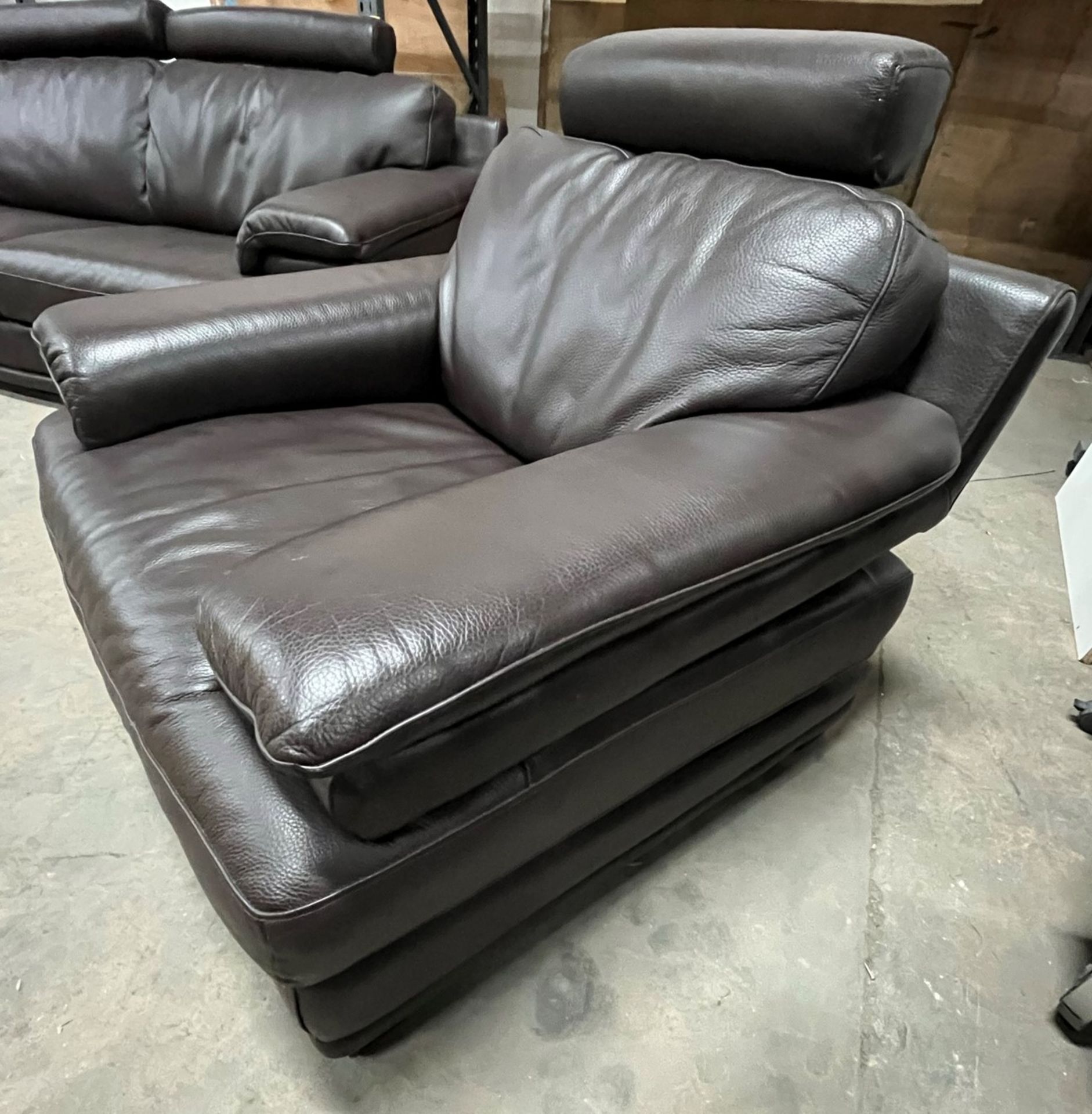 Leather 2 Seater Sofa W/ 2 x Leather Arm Chairs - Image 12 of 12