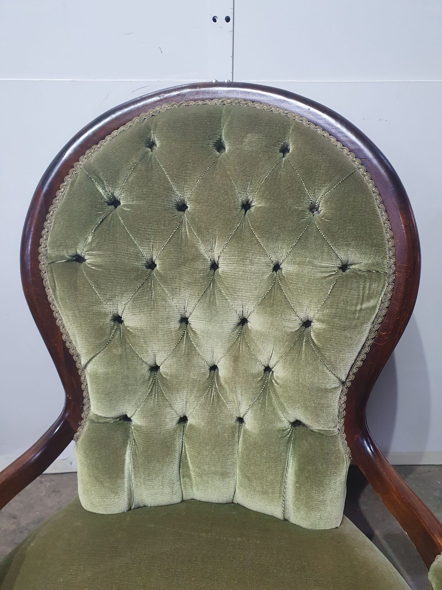 Set Of Green Fabric Chairs - Image 3 of 10