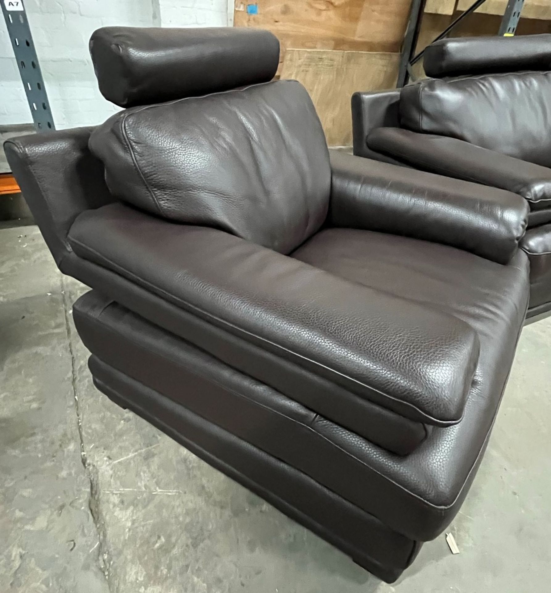 Leather 2 Seater Sofa W/ 2 x Leather Arm Chairs - Image 5 of 12