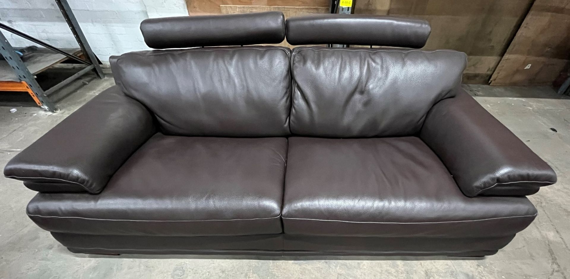 Leather 2 Seater Sofa W/ 2 x Leather Arm Chairs - Image 8 of 12