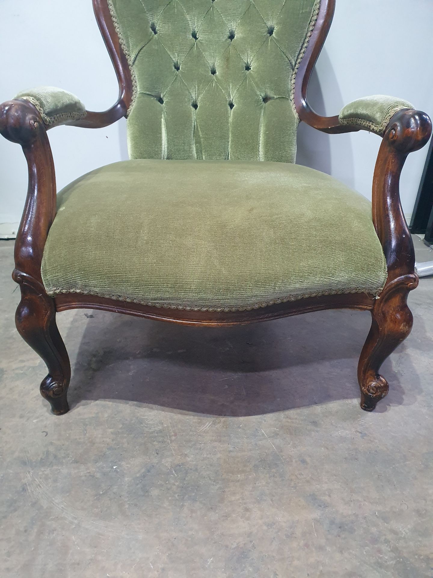 Set Of Green Fabric Chairs - Image 4 of 10