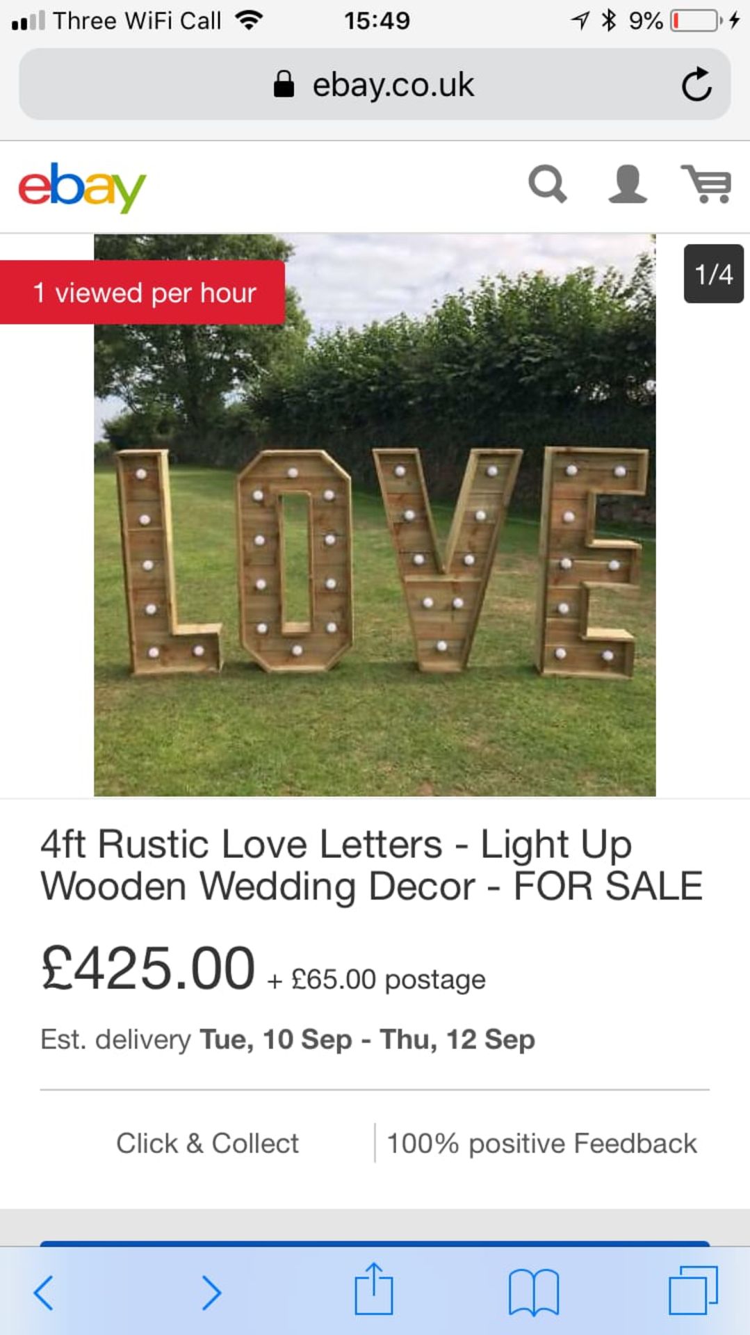 LOVE Light Up LED Large Marquee Letters Decoration - Image 8 of 8