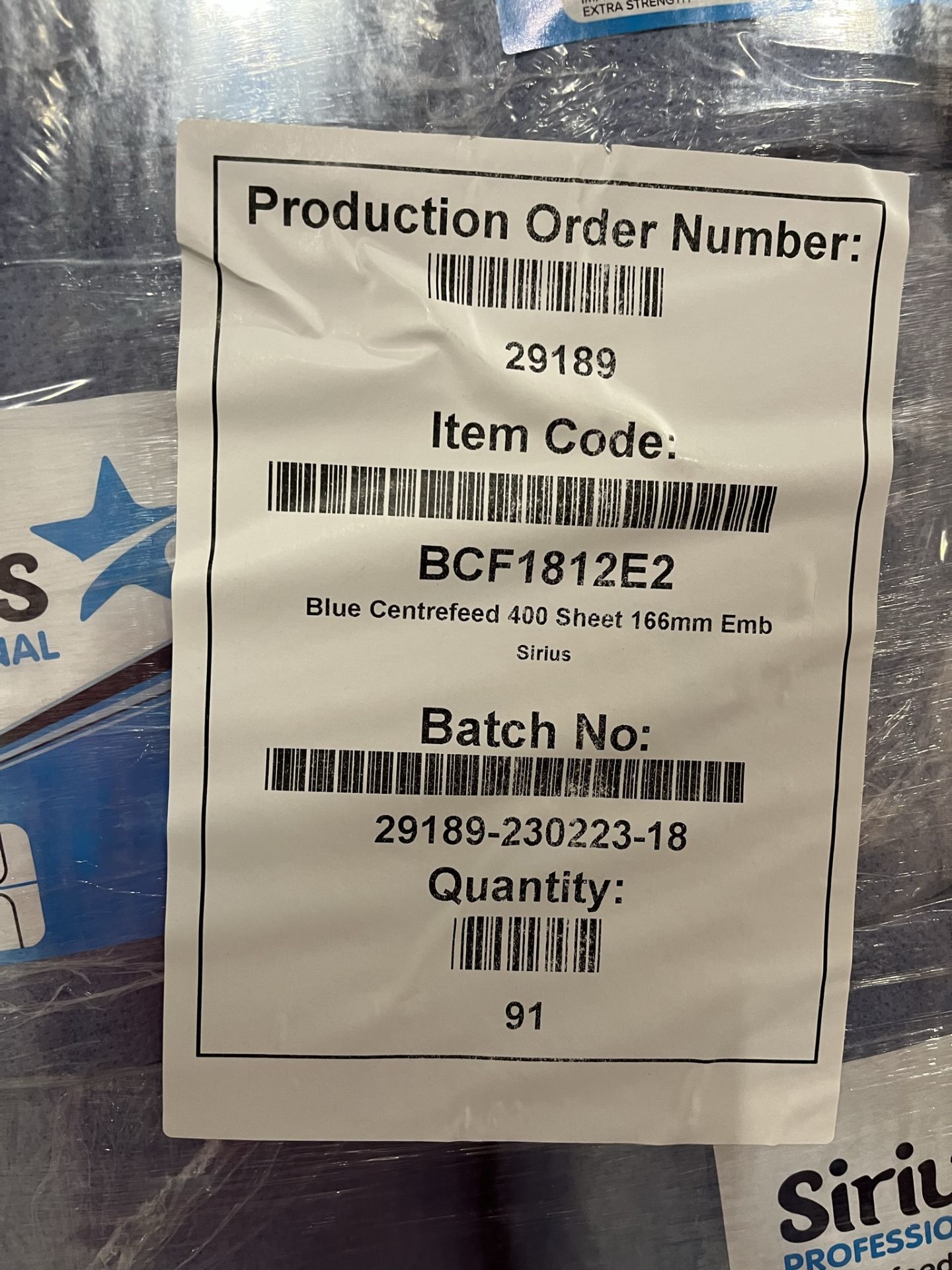 546 x Sirius BCF1812E2 2 Ply Centre feed Rolls | Approx 91 Packs - Bild 4 aus 5