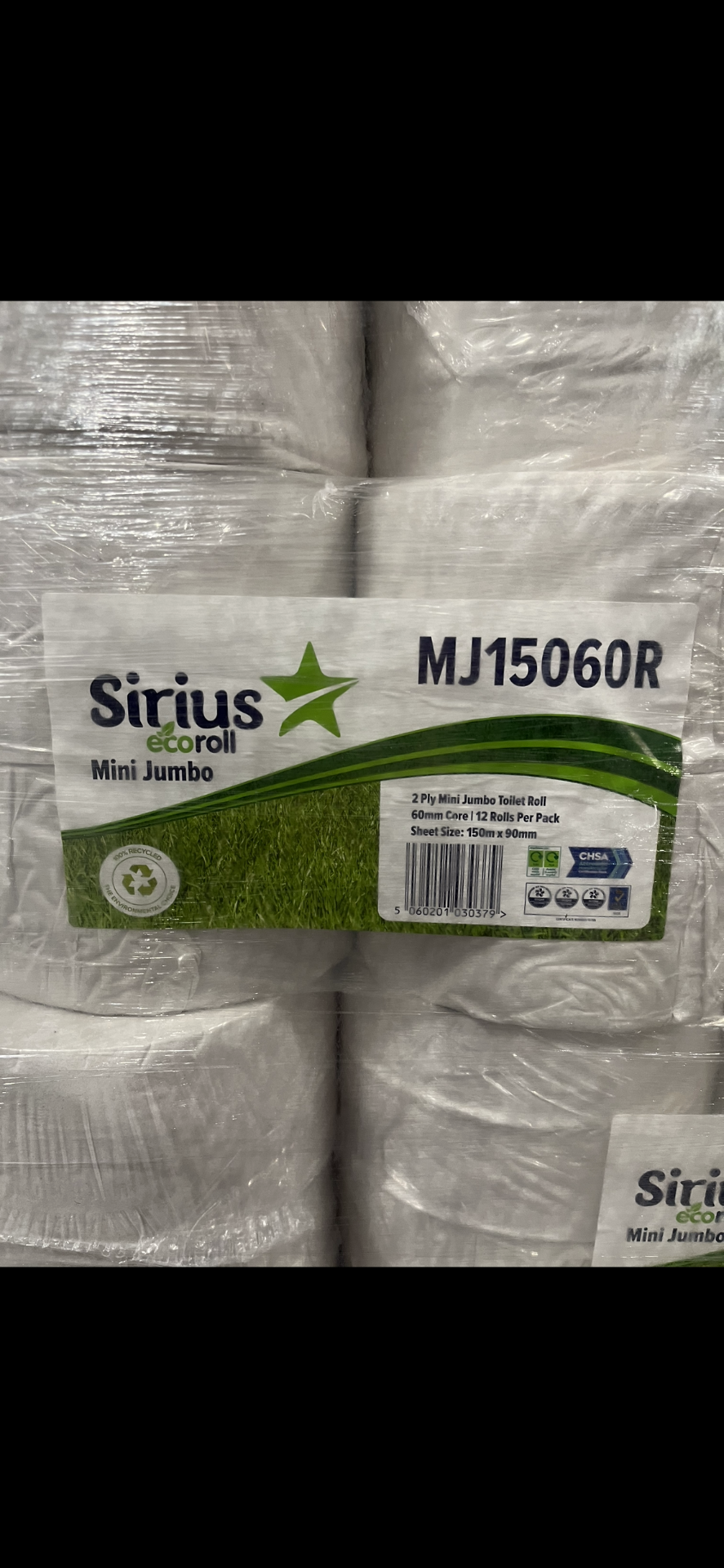 924 x Sirius MJ15060R Mini Jumbo Toilet Rolls | 77 Packs - Image 5 of 6