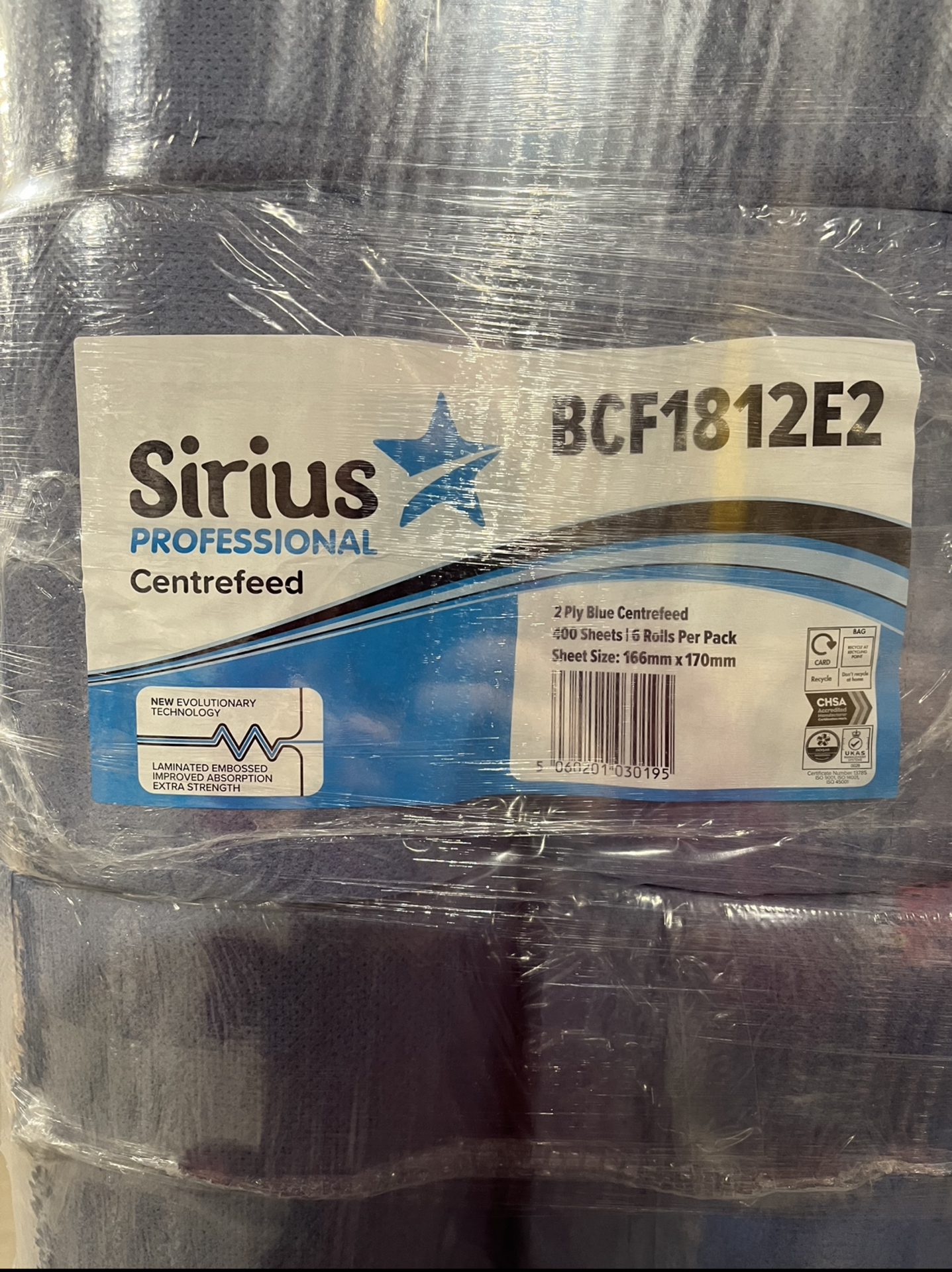 546 x Sirius BCF1812E2 2 Ply Centre feed Rolls | Approx 91 Packs - Bild 4 aus 5