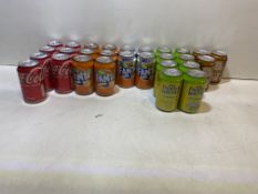 28 x Cans Of Various Fizzy Drinks Including Coca Cola, Fanta, R.White Etc