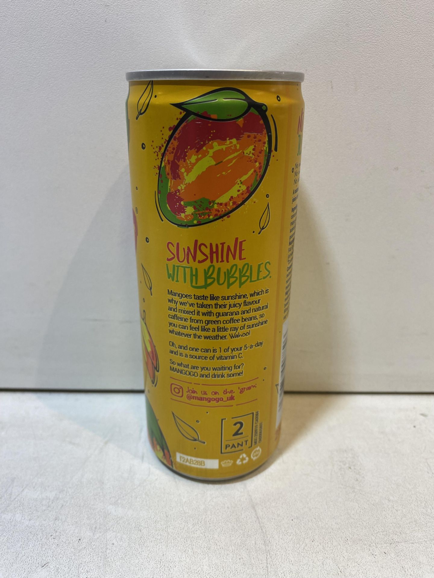 12 x Cans Of Mango Go! Natural Energy Drinks, 250ml BBD Feb 24 - Image 2 of 2