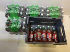 56 x Bottles Of Simply Fruity Strawberry Juice, No Added Sugar, 330ml, BBD 23