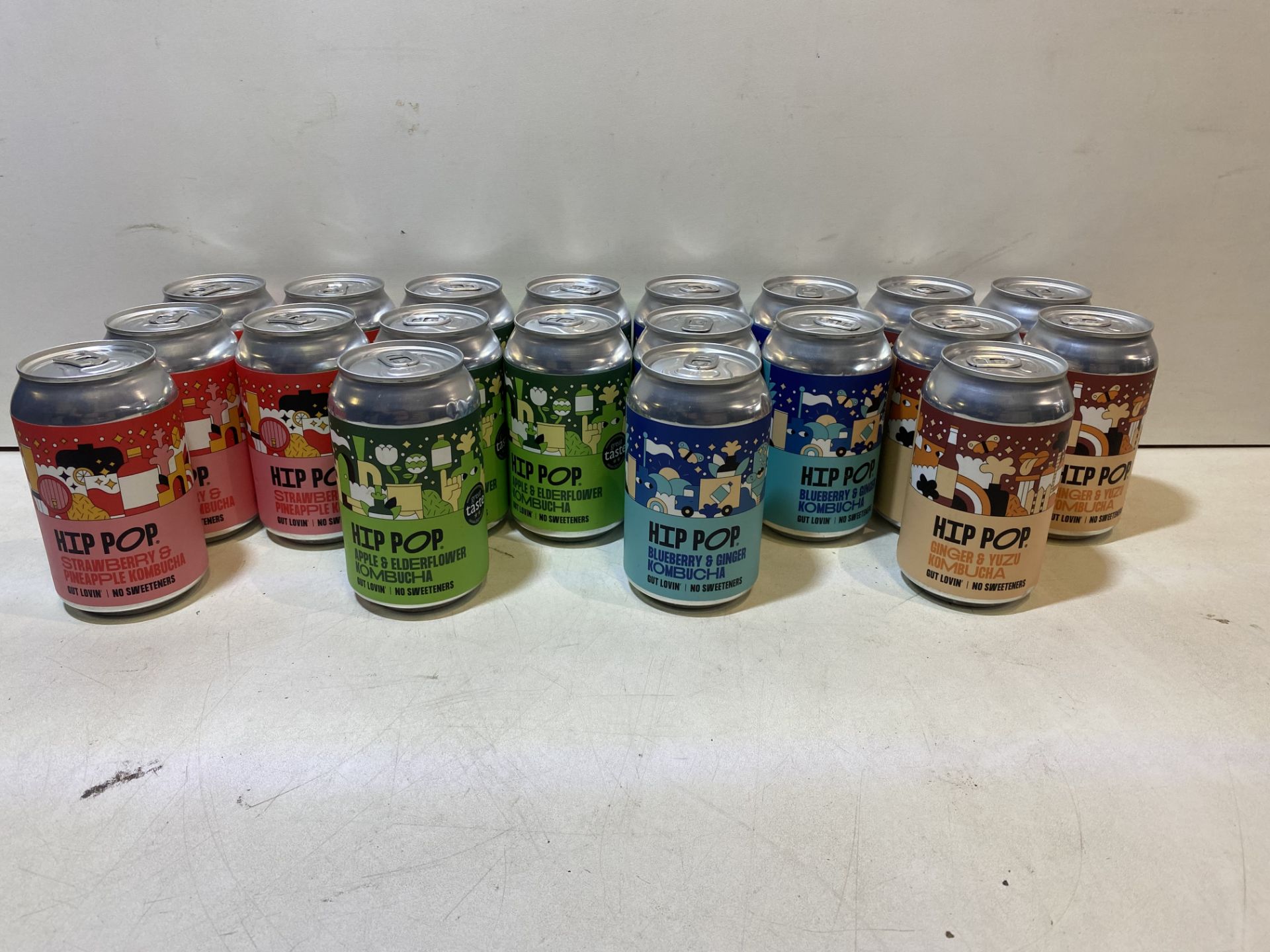 20 x Cans Of Various Flavoured Hip Pop Kombucha