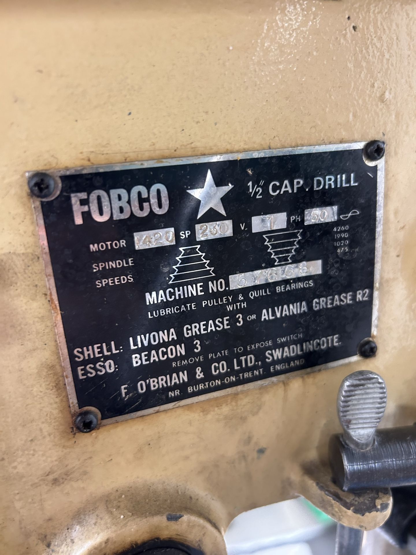 Fobco Bench Mounted 1/2" Cap Drill - Image 4 of 4