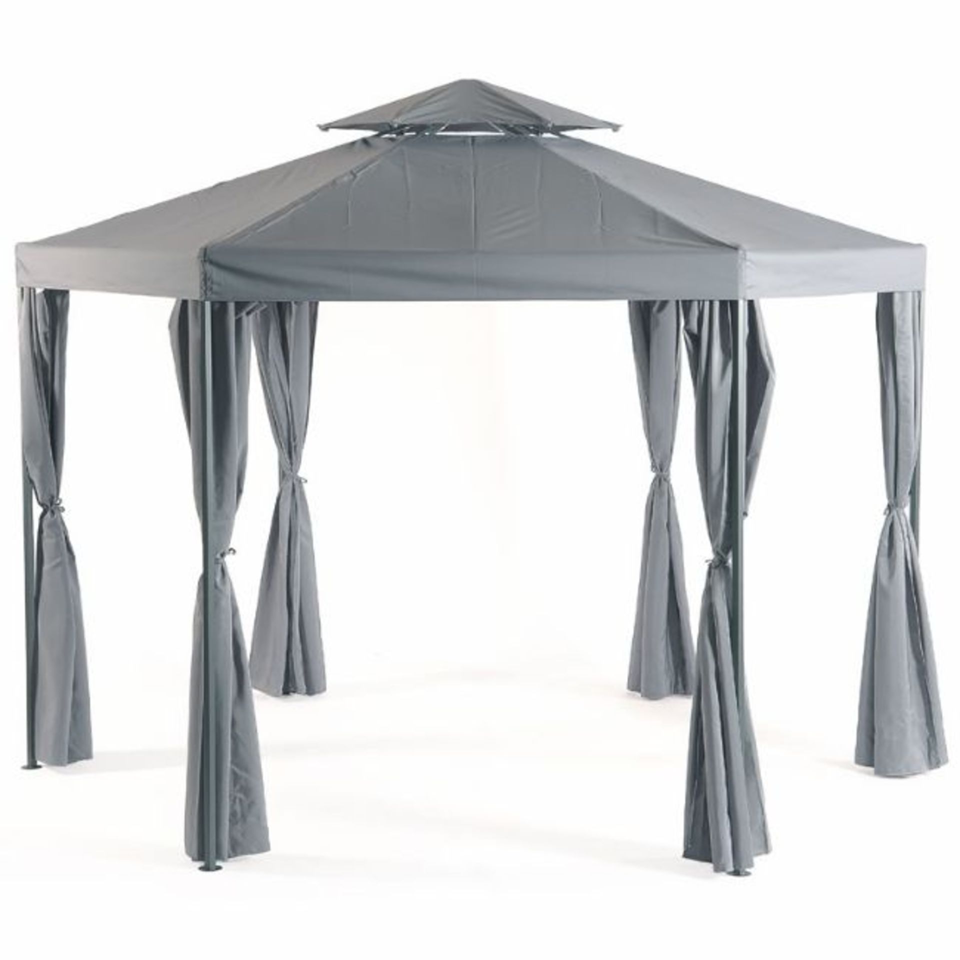 10 x 3.3m Steel Hexagonal Grey Gazebo - PG01063 - Image 2 of 4