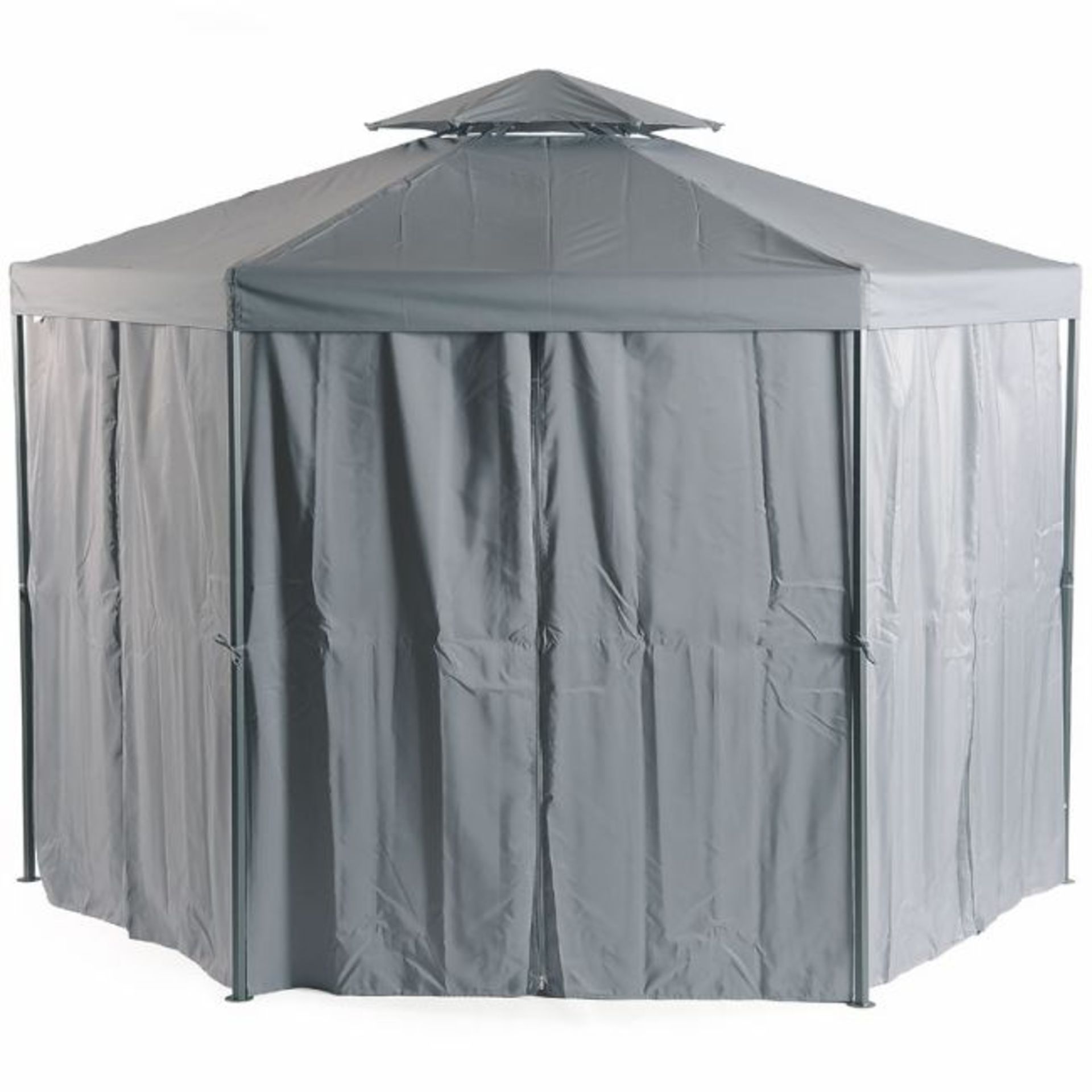 10 x 3.3m Steel Hexagonal Grey Gazebo - PG01063 - Bild 4 aus 4