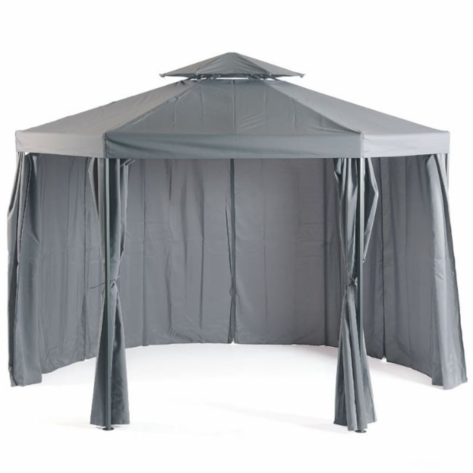 3.3m Steel Hexagonal Grey Gazebo - PG01063 - Image 3 of 4