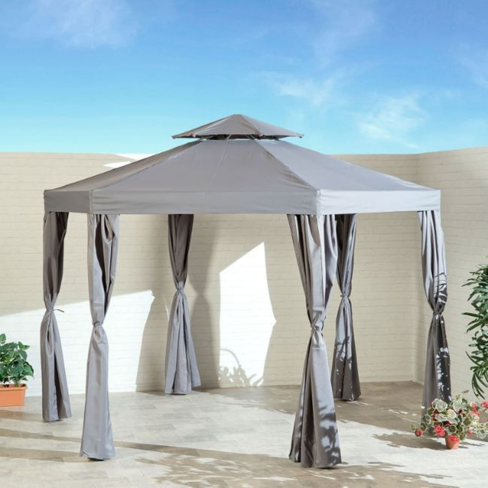 3.3m Steel Hexagonal Grey Gazebo - PG01063