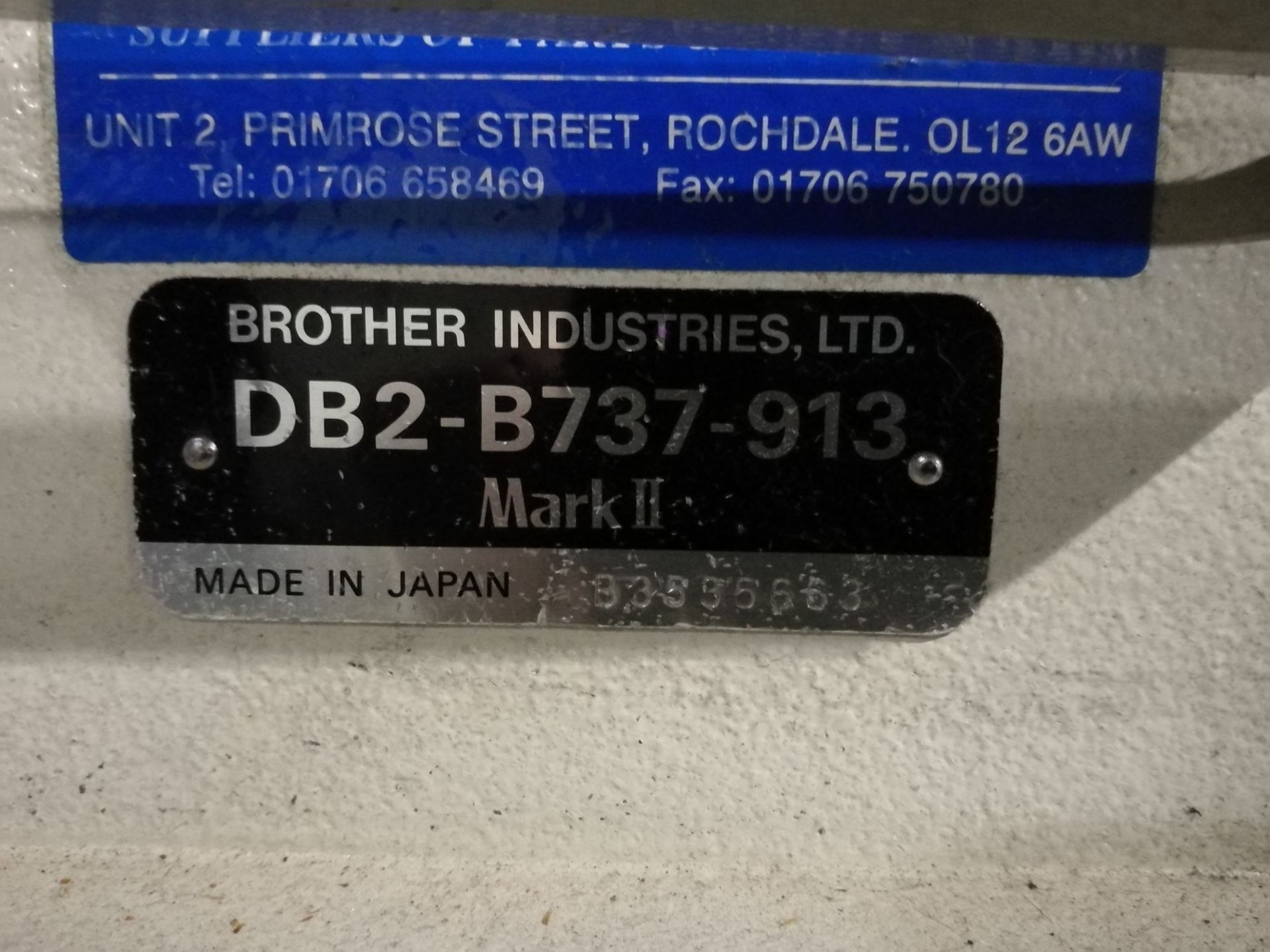 BROTHER DB2-B737-913 AUTOMATIC INDUSTRIAL SEWING MACHINE - Image 2 of 3