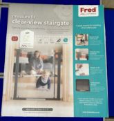 Fred Pressure Fit Clear-View Baby Safety Gate | Clear Acrylic Panel/Dark Grey