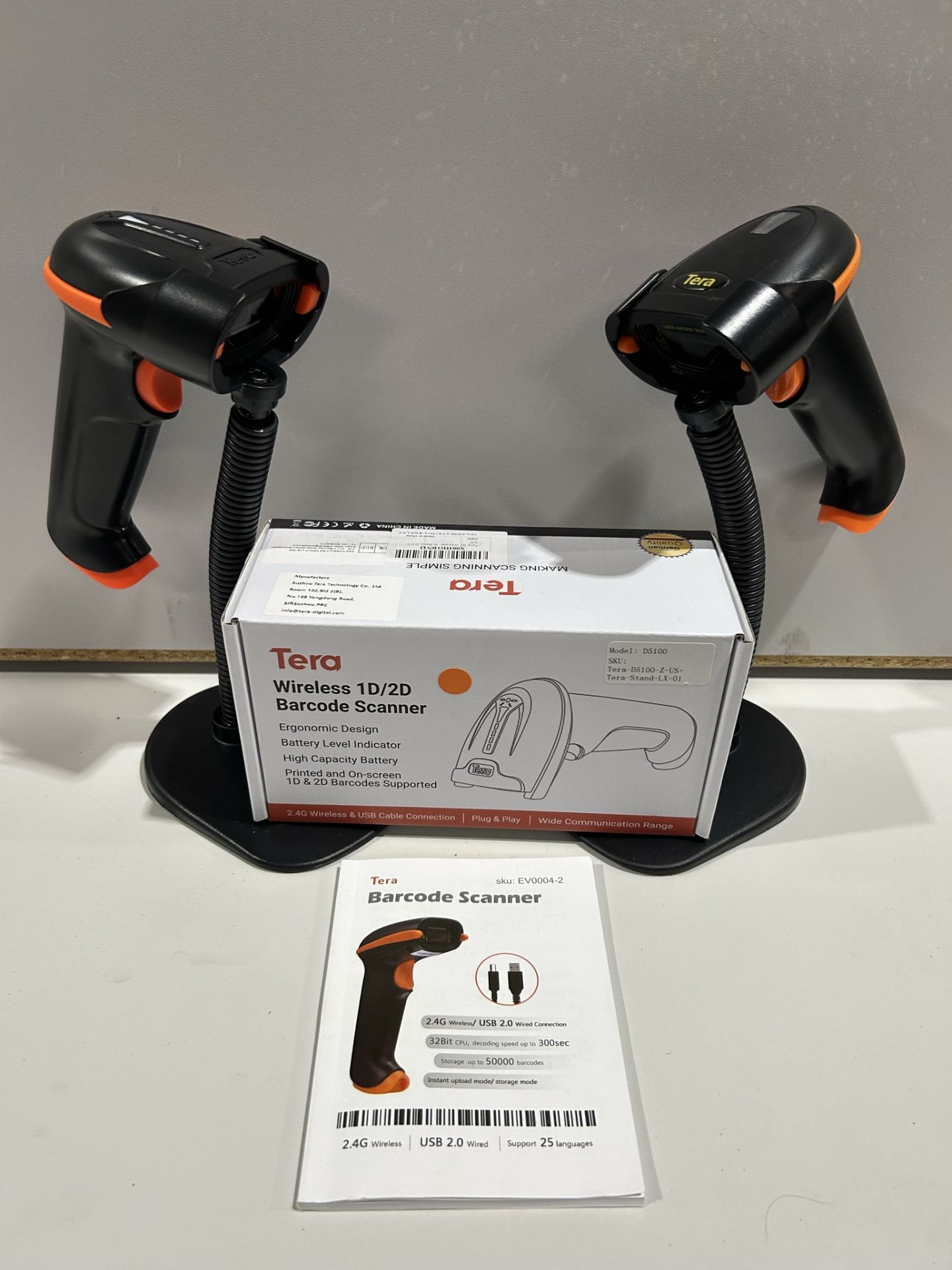 3 x Tera D5100 2D Wireless Barcode Scanners