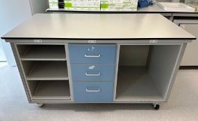 Mobile Laboratory Workbench w/ Multi Drawer/Shelf Storage & Power Outlet