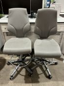 2 x Laboratory Adjustable High Back Operator Chairs - Grey