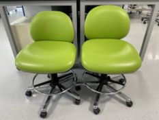2 x Laboratory Adjustable Operator Chairs - Green