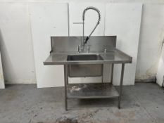 Commercial Stainless Steel Catering Table With Pre Rinse Tap & Sink