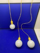 5 x Yellow Triple Light Hanging Ceiling Lights - See Photos