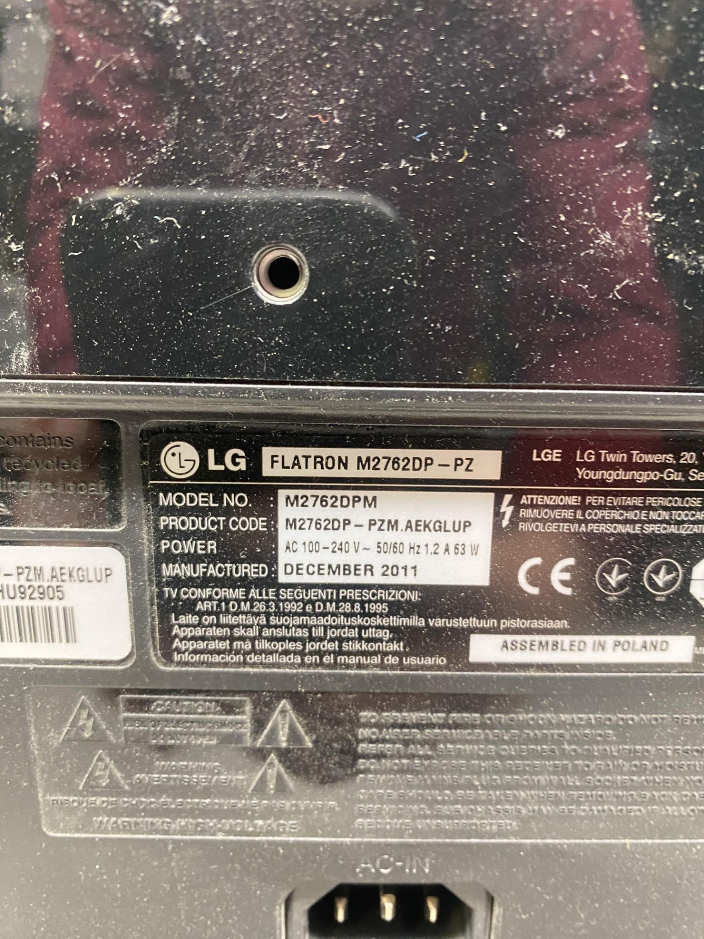 LG M2762DPM 27" Full HD LCD Monitor TV - Image 8 of 8