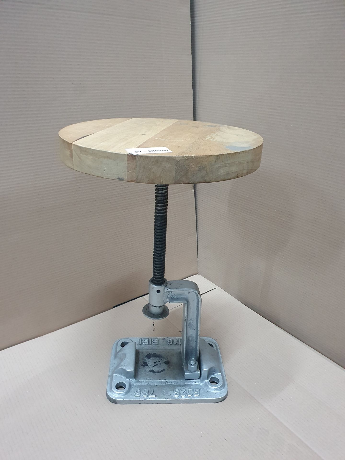 Wooden Height Adjustable Stool with Solid Metal Base - Image 2 of 4