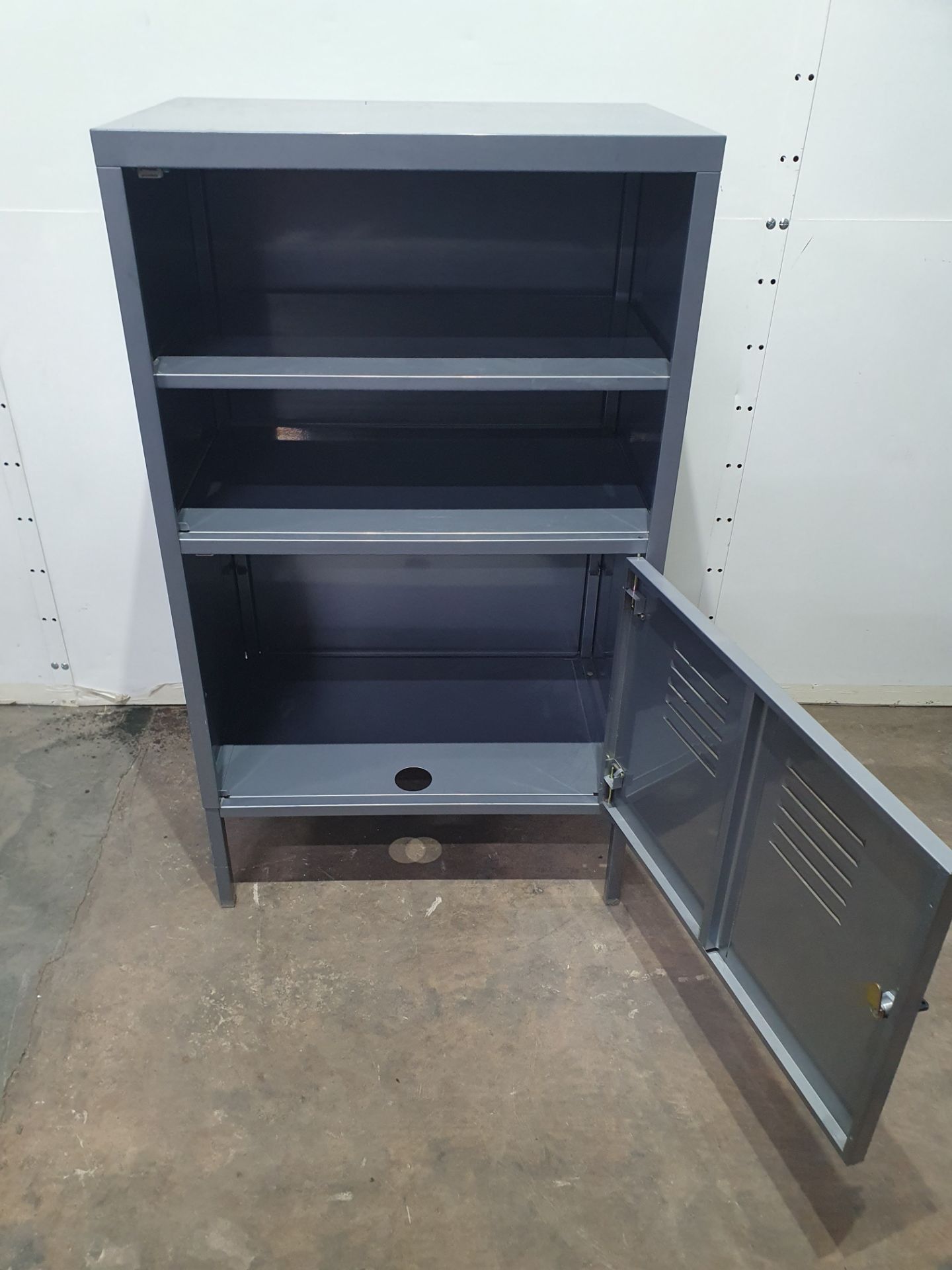Grey/Silver Cabinet, 2 Tier with Lockable Door - Image 2 of 5
