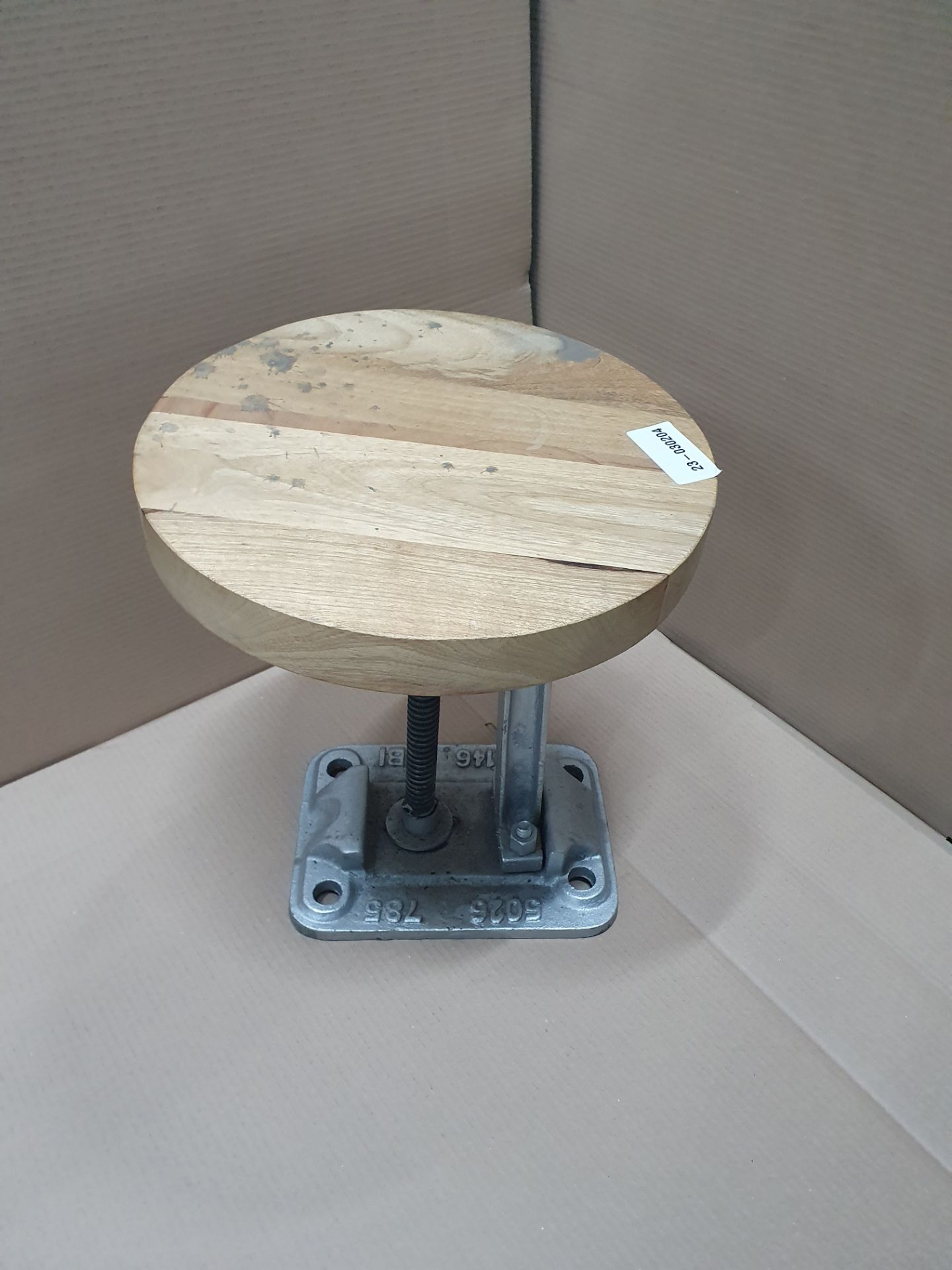 Wooden Height Adjustable Stool with Solid Metal Base - Image 3 of 4